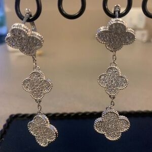 Elegant Silver Floral Drop Earrings